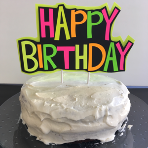 Retro Font Happy Birthday Neon Name Cake Topper