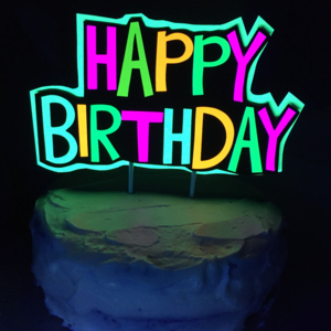 Retro Font Happy Birthday Neon Name Cake Topper