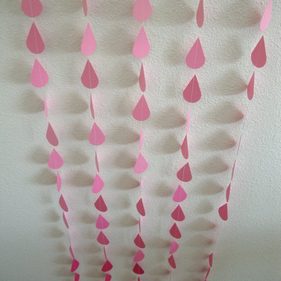 Ombre Pink Raindrop Garland for Baby or Bridal/Wedding Shower, or Sprinkle Party