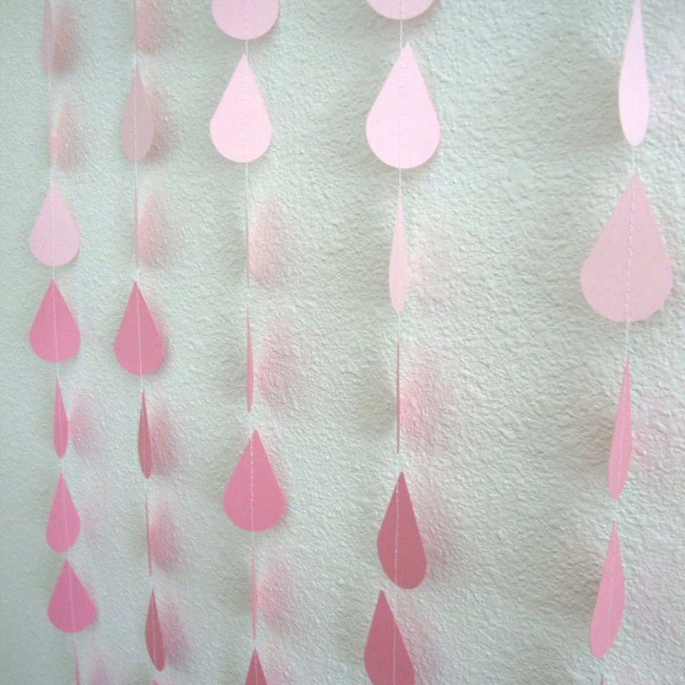 Ombre Pink Raindrop Garland for Baby or Bridal/Wedding Shower, or Sprinkle Party