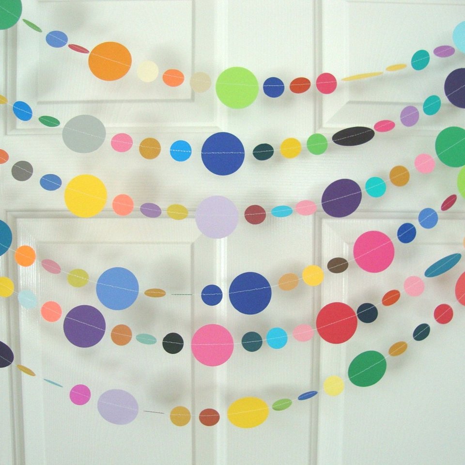 Colorful Garland, Paper Circle Garland, All Occasion Garland, Rainbow Birthday Garland, Fiesta Bunting, Celebration Decor, Bright Garland