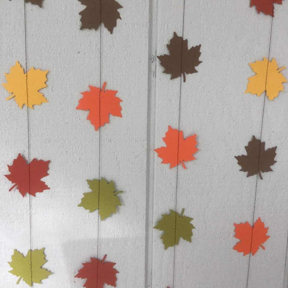 Fall Leaf Garland, Paper Leaf Bunting, Autumn Garland, Autumn Decor, Fall Decor, Fall Fireplace Mantel Decoration, Dorm Decor, Autumn Leaves
