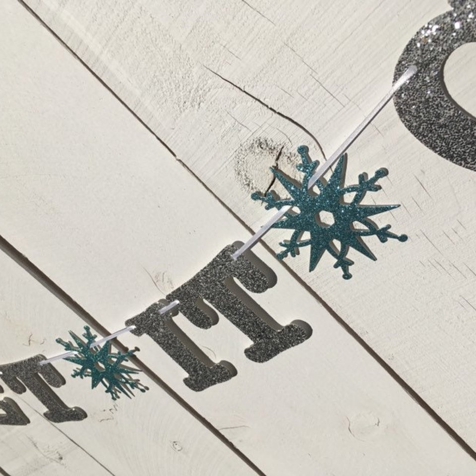 Let It Go Banner, Frozen Birthday Banner, Girl Birthday, Winter Birthday, Kids Birthday, Snowflake Decoration, Silver and Blue Glitter Decor