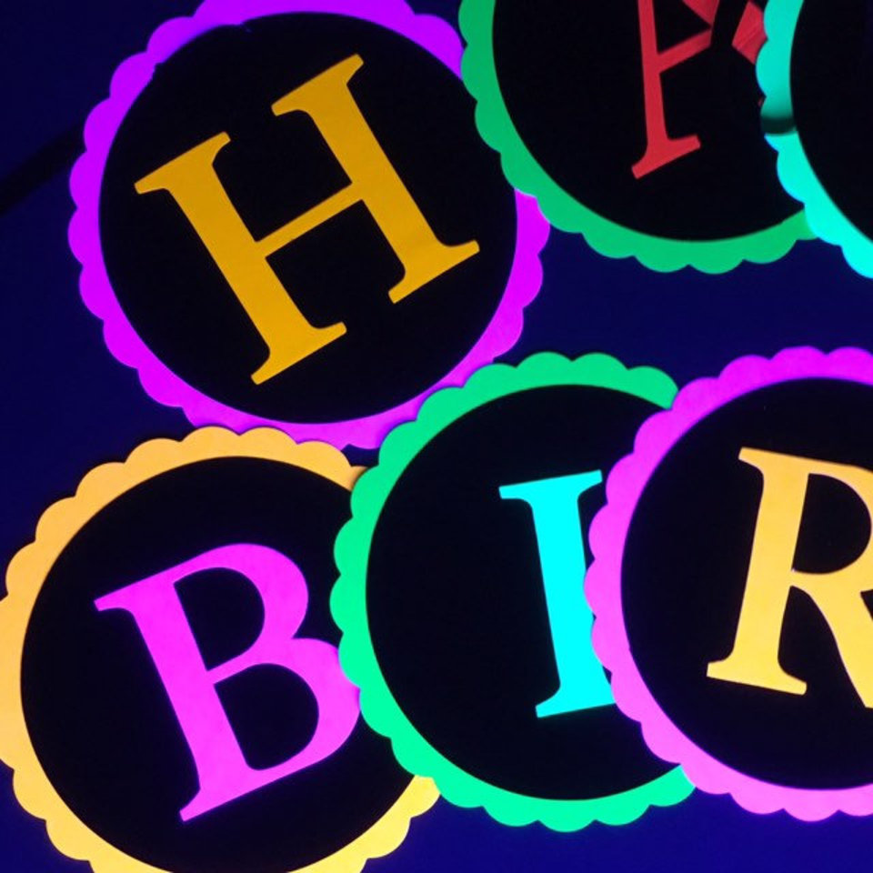 Glow Party Neon Black Light HAPPY BIRTHDAY banner
