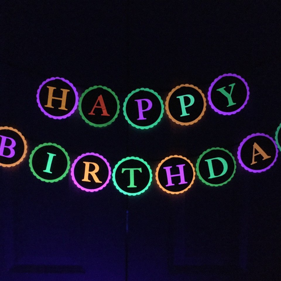 Glow Party Neon Black Light HAPPY BIRTHDAY banner