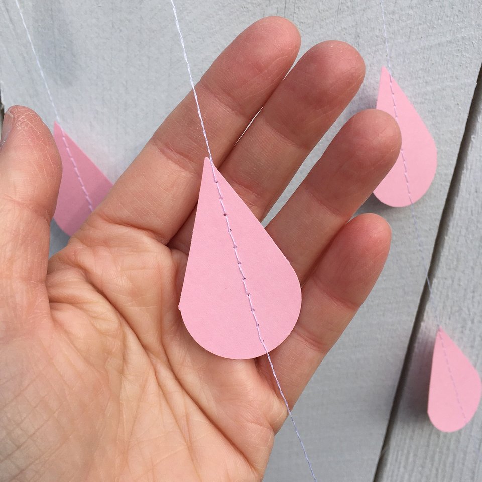 Ombre pink raindrop garland for baby sprinkle, pink bridal shower garland, ombre sprinkle garland, ombre raindrops