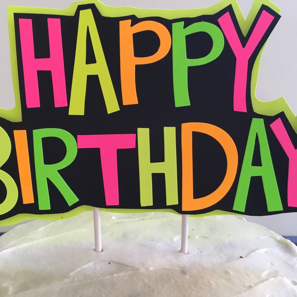 Glow Party Cake Topper, Neon Birthday Cake Topper, Personalized Cake Topper, UV Reflective Cake Decoration, Fluorescent Neon Cake Decor
