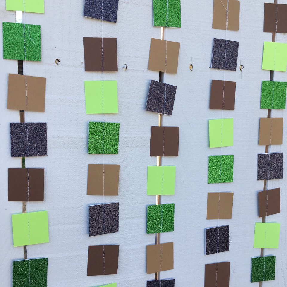Minecraft Party Decoration, Video Game Birthday Garland, Virtual Minecraft Party, Square Pixel Garland, Minecraft Party Backdrop, Zoom Party