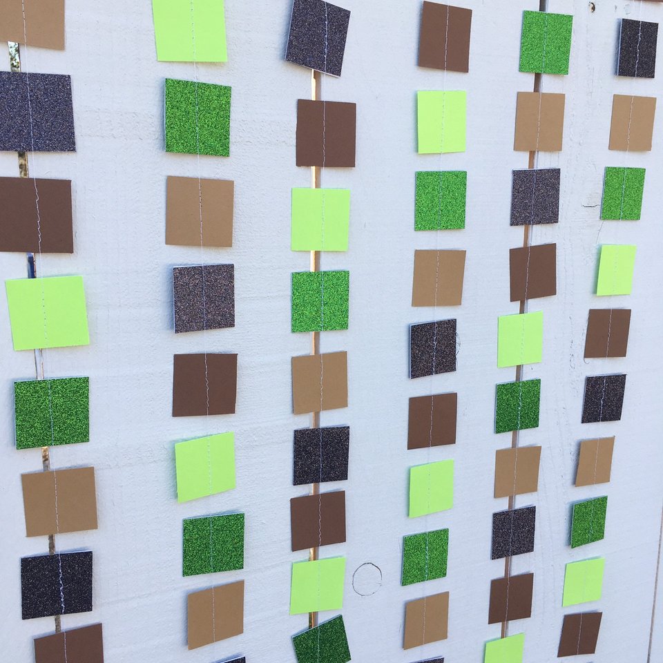Minecraft Party Decoration, Video Game Birthday Garland, Virtual Minecraft Party, Square Pixel Garland, Minecraft Party Backdrop, Zoom Party