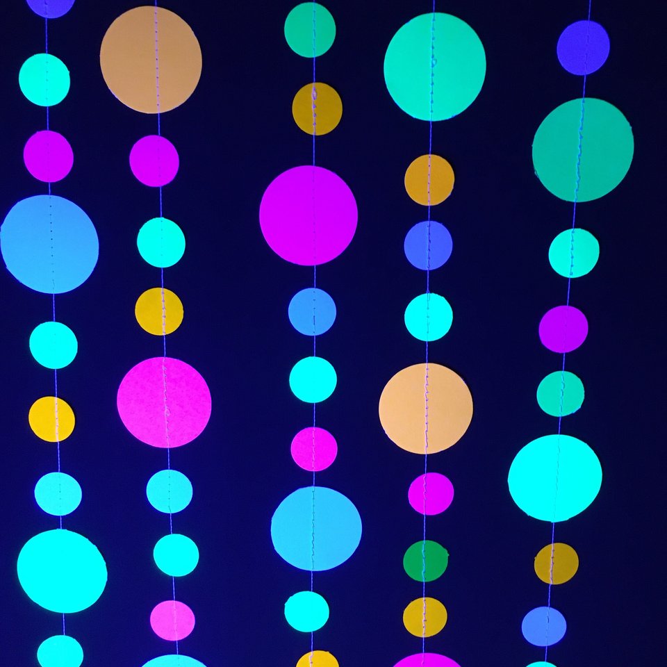 Glow Party Decoration, Neon Garland, Black Light Party Decor, Sweet 16 Glow Party, Skate Party Decoration, 80s Party, UV Reflective Decor,