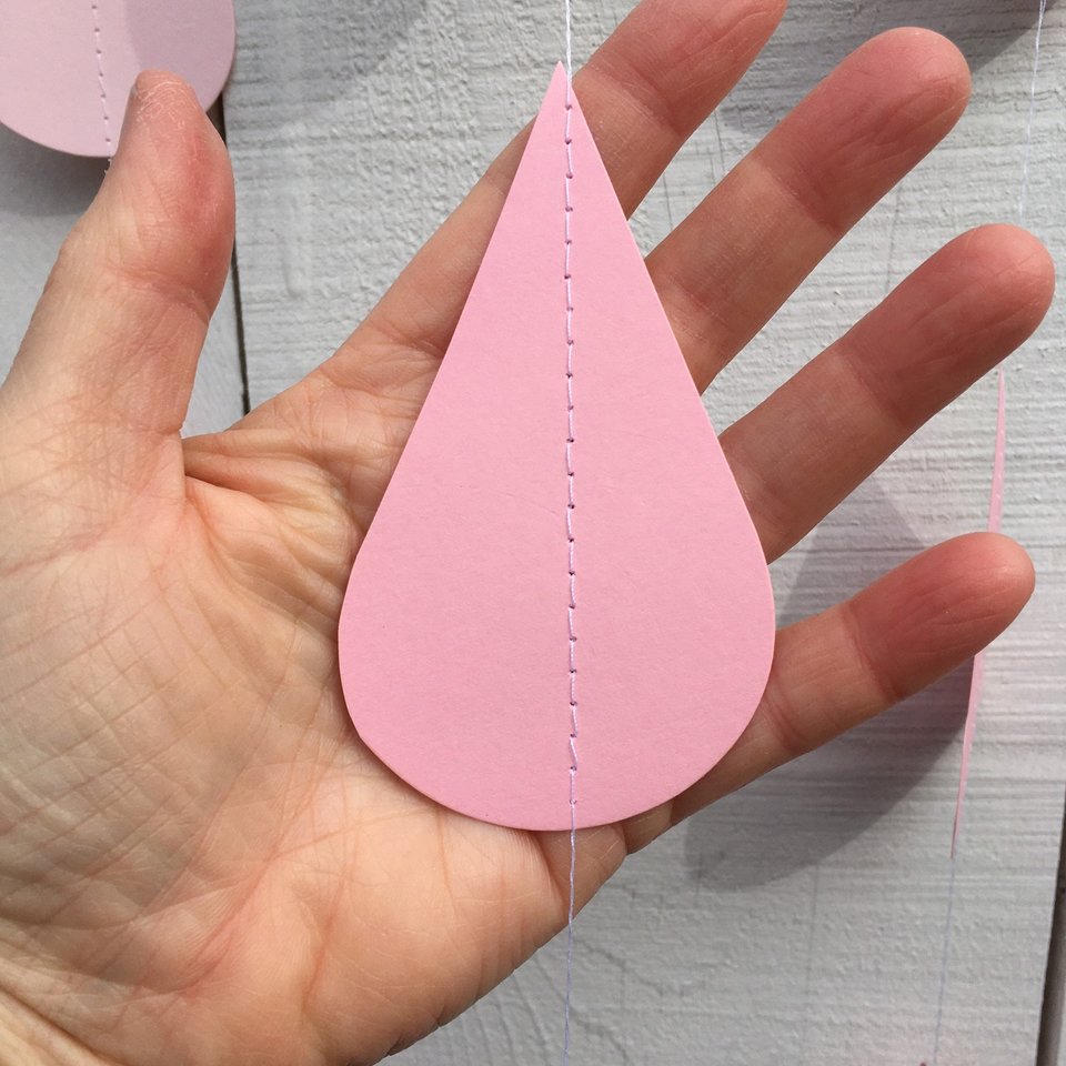 Ombré pink large raindrop garland, Pink ombré sprinkle garland, Garland for girl baby sprinkle, baby girl sprinkle decor, pink baby shower