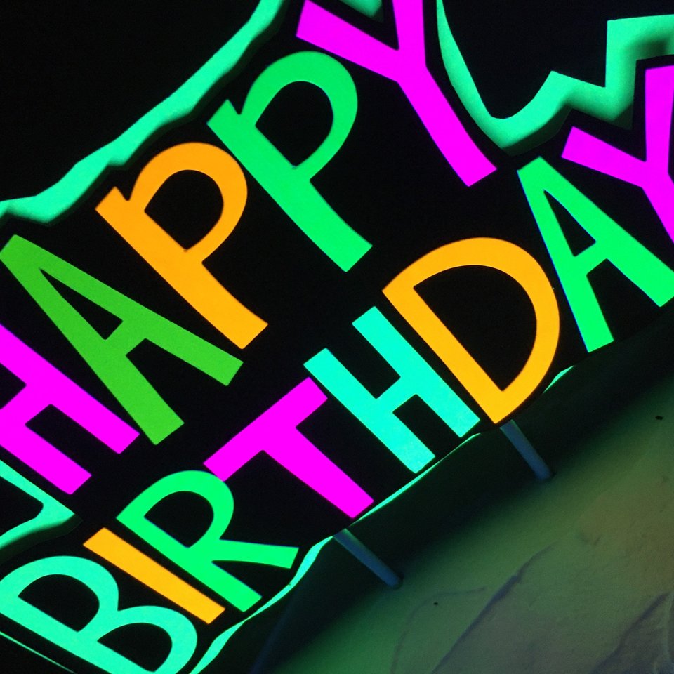 Glow Party Cake Topper, Neon Birthday Cake Topper, Personalized Cake Topper, UV Reflective Cake Decoration, Fluorescent Neon Cake Decor