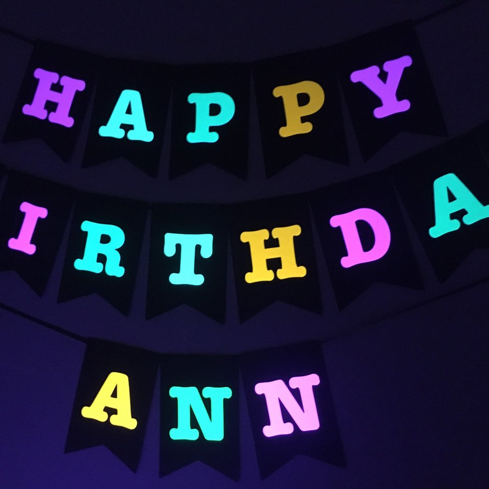 Large Neon Birthday Banner, Glow Party Banner, Custom Neon Banner, Personalized Glow Banner, Sweet 16 Glow Party Banner, 80s Party Decor