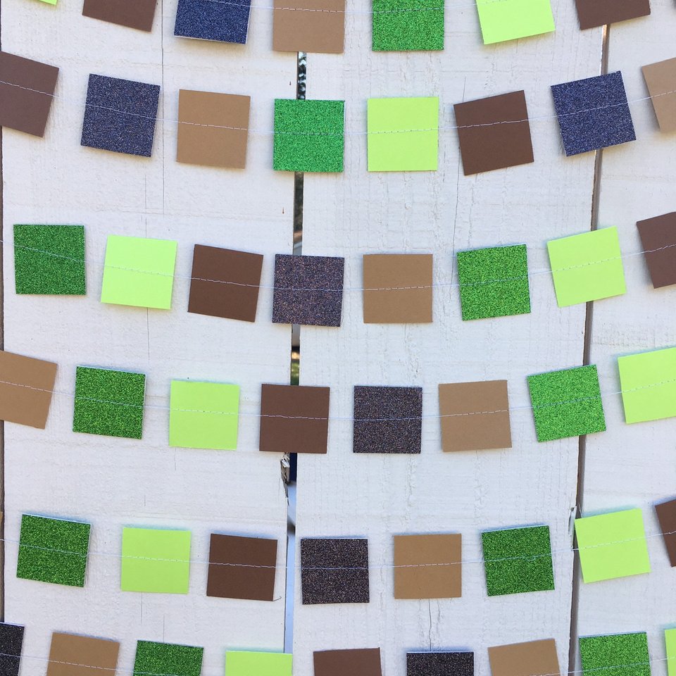 Minecraft Party Decoration, Video Game Birthday Garland, Virtual Minecraft Party, Square Pixel Garland, Minecraft Party Backdrop, Zoom Party
