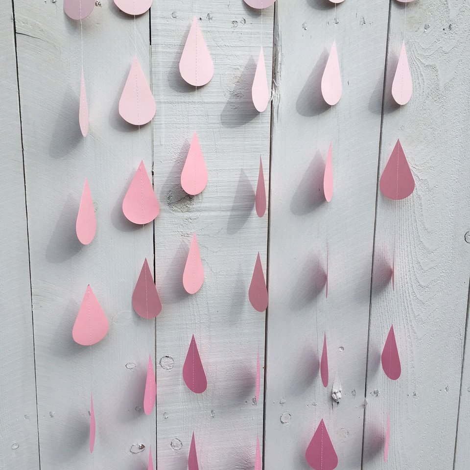 Ombré pink large raindrop garland, Pink ombré sprinkle garland, Garland for girl baby sprinkle, baby girl sprinkle decor, pink baby shower
