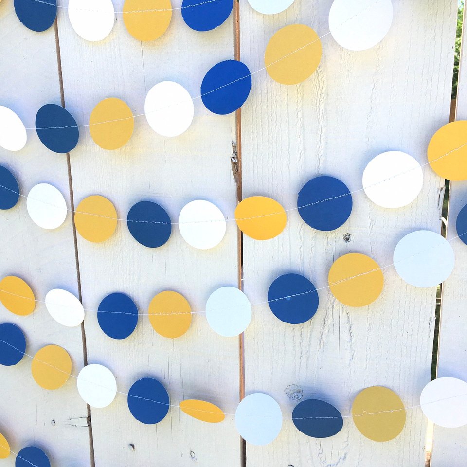 Blue and Yellow Circle Graduation Party Garland, UCLA Dorm Decor, University of California Graduation Decor, Dorm Decoration, Back to School