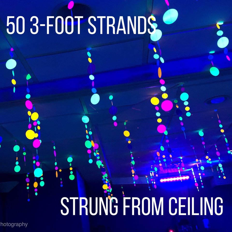 Glow Party Decorations, Neon Garlands, Black Light Party Decor, Sweet 16 Party, Glow Garlands, Skate Party Decor, 80s Party
