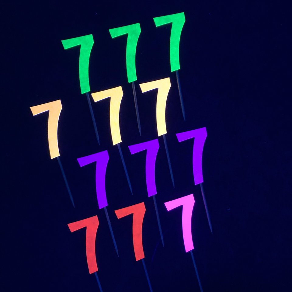 Set of 12 Retro Font Neon Glow Party Age Cupcake Toppers