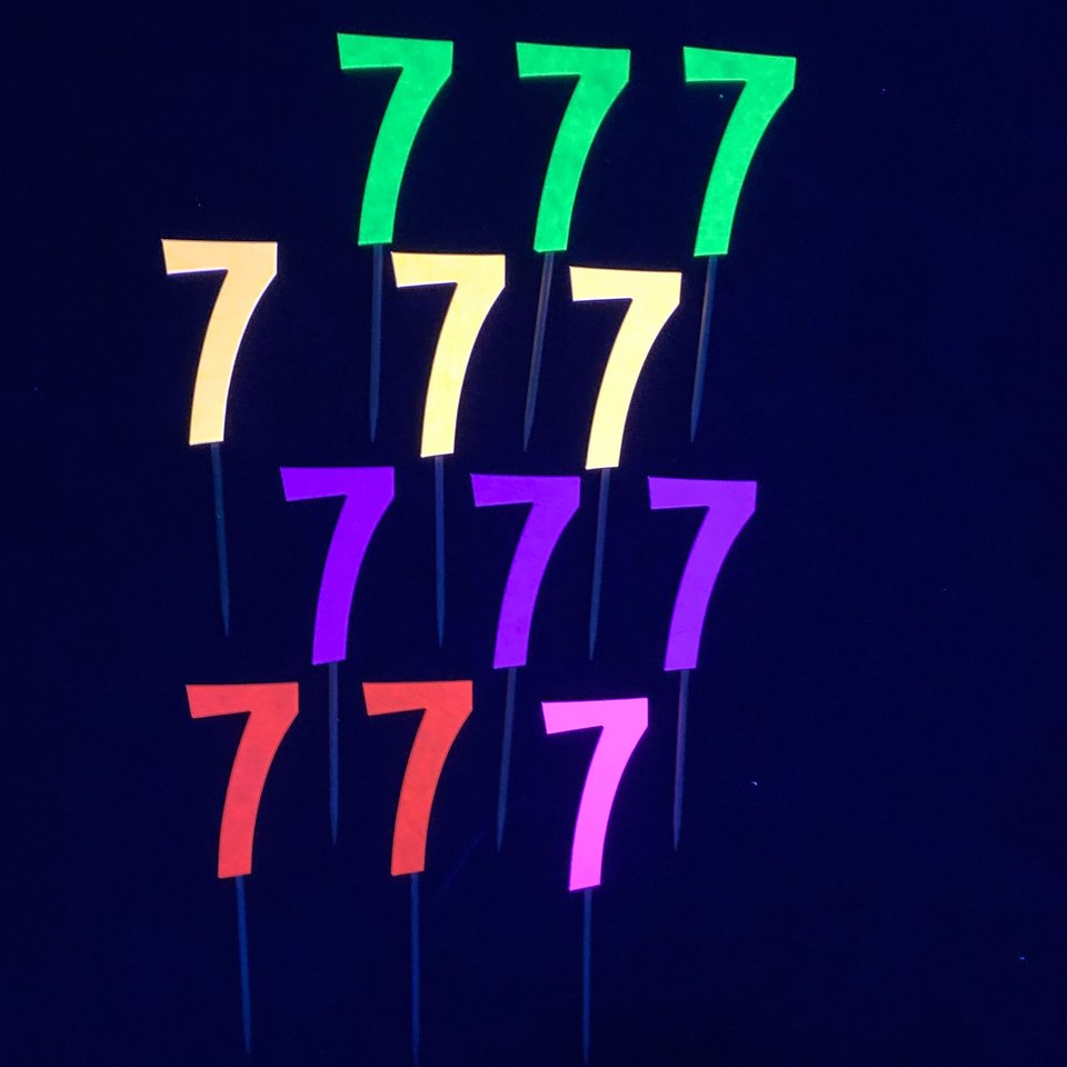 Set of 12 Retro Font Neon Glow Party Age Cupcake Toppers