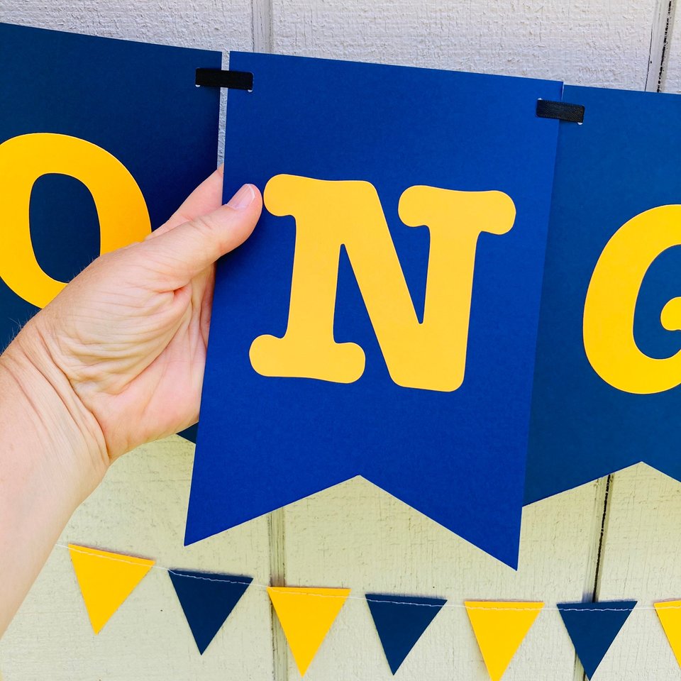 University of California Large Graduation Banner, CONGRATS Banner, Graduation Decor, UC Davis Grad, UC Berkeley Grad, Navy and Gold Decor