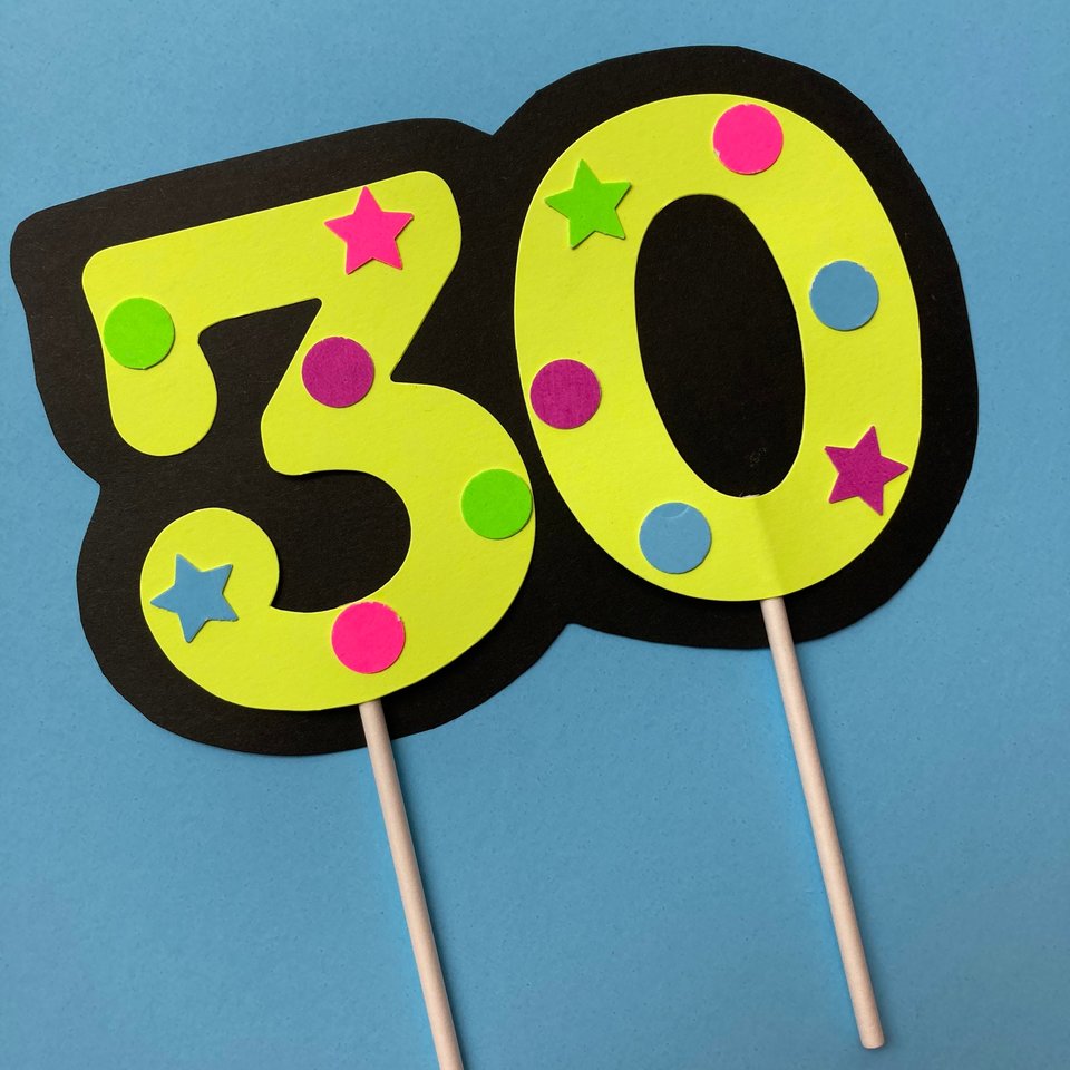 Neon Number Cake Topper, Glow Party Cake Topper, Neon Birthday Cake Topper, UV Reflective Cake Decoration, Fluorescent Neon Cake Decor