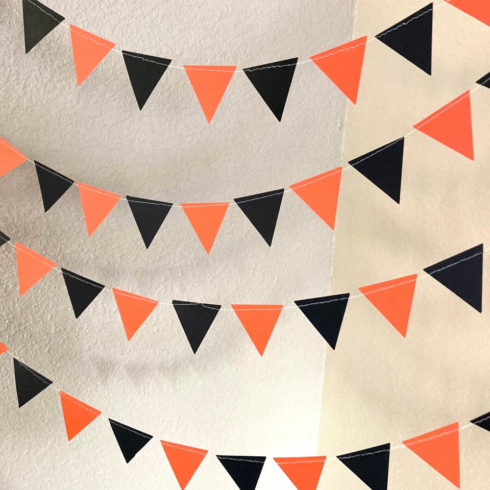 Black and Orange Graduation Party Decoration, Triangle Graduation Bunting Garland, Oklahoma State, Oregon State, Occidental College
