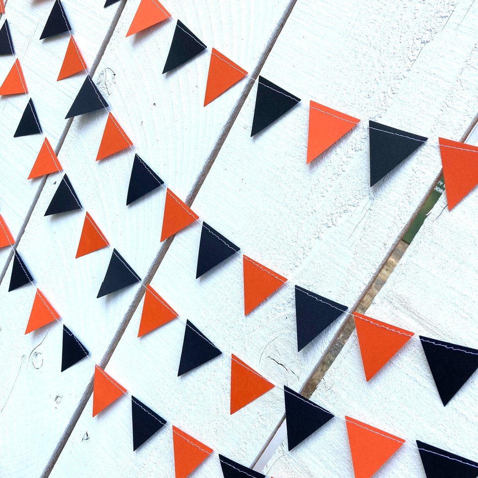 Black and Orange Graduation Party Decoration, Triangle Graduation Bunting Garland, Oklahoma State, Oregon State, Occidental College