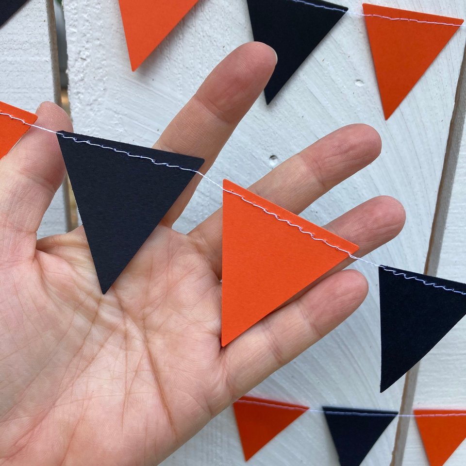 Black and Orange Graduation Party Decoration, Triangle Graduation Bunting Garland, Oklahoma State, Oregon State, Occidental College
