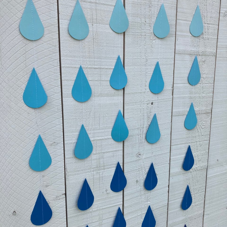 Ombré blue large raindrop garland, Blue ombré sprinkle garland, baby sprinkle, baby boy sprinkle decor, blue baby shower, boy baby shower