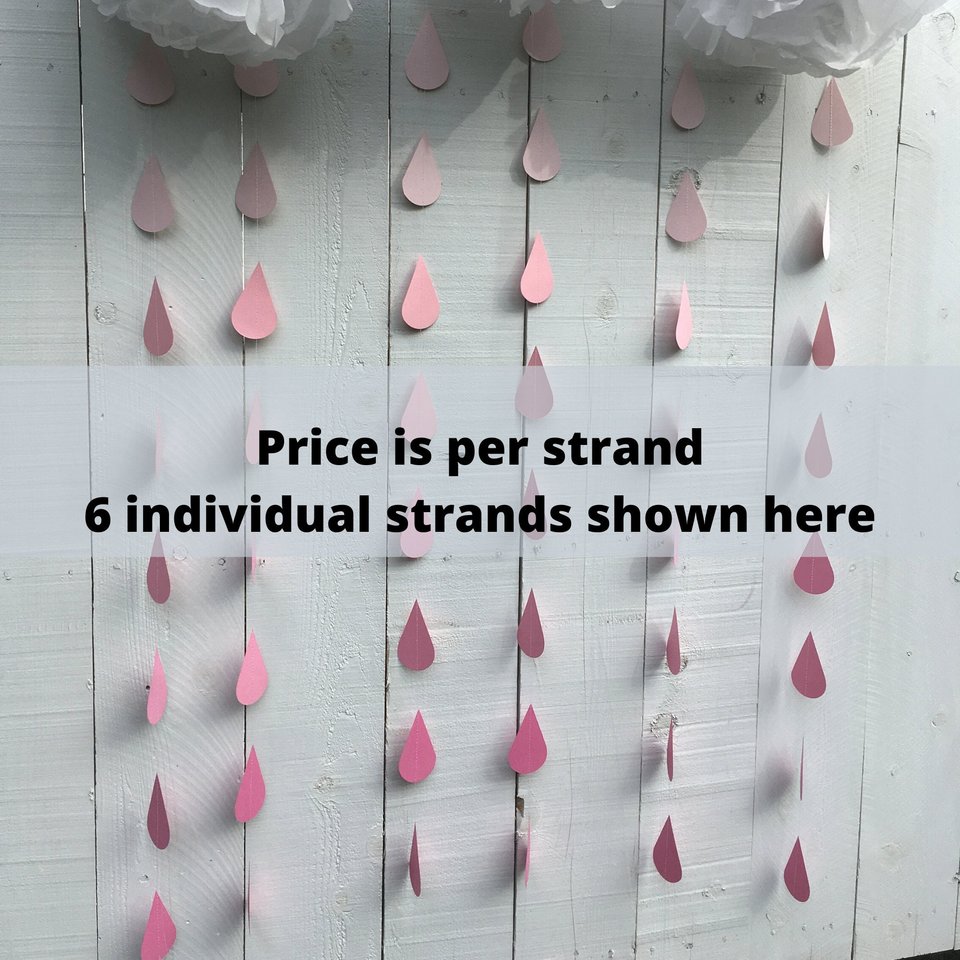 Ombré pink large raindrop garland, Pink ombré sprinkle garland, Garland for girl baby sprinkle, baby girl sprinkle decor, pink baby shower