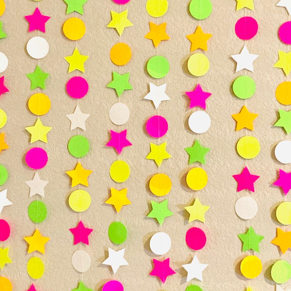 Glow Party Decorations, Neon Star Circle Garland, Black Light Party Decor, Fluorescent Garland, Sweet 16 Glow Party, 80s Party, Skate Party