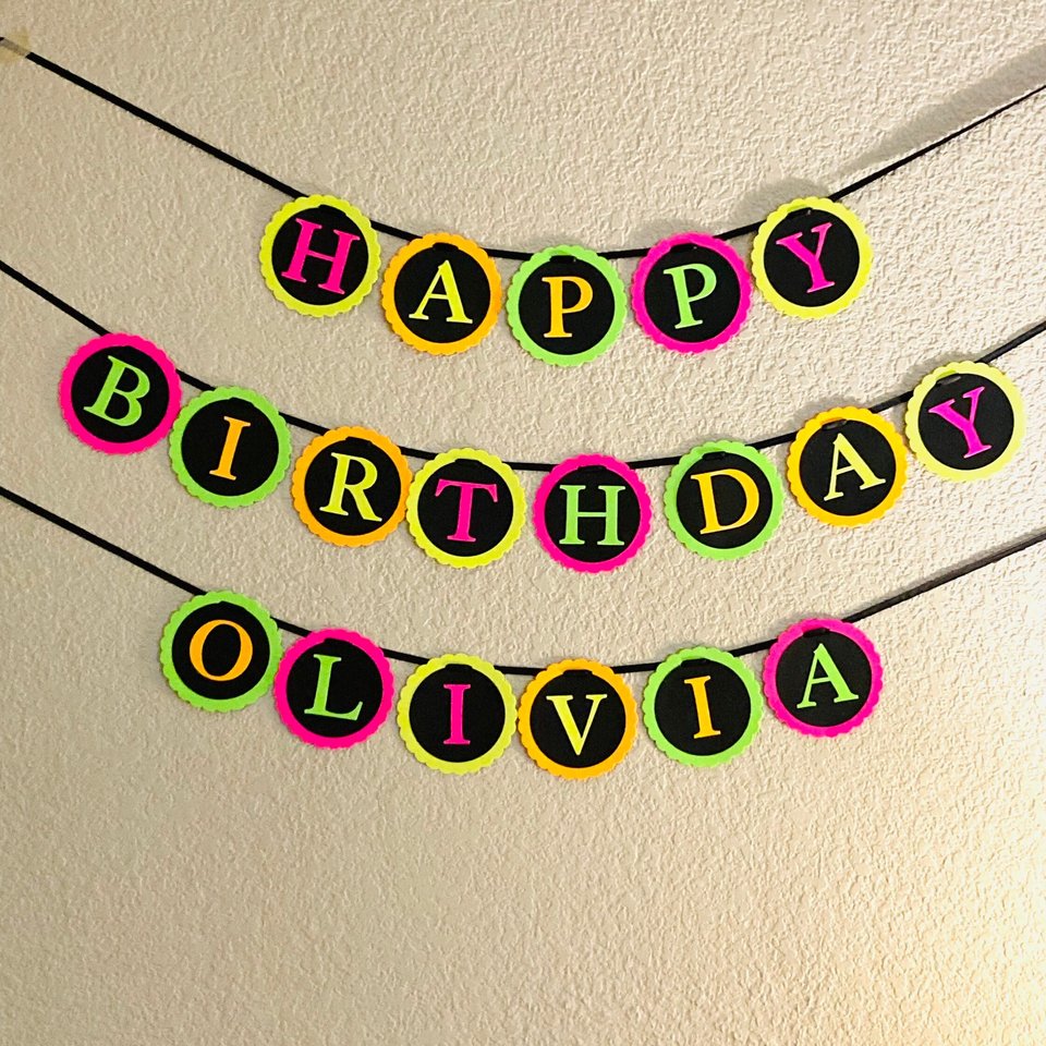 Glow Party Neon Black Light HAPPY BIRTHDAY banner