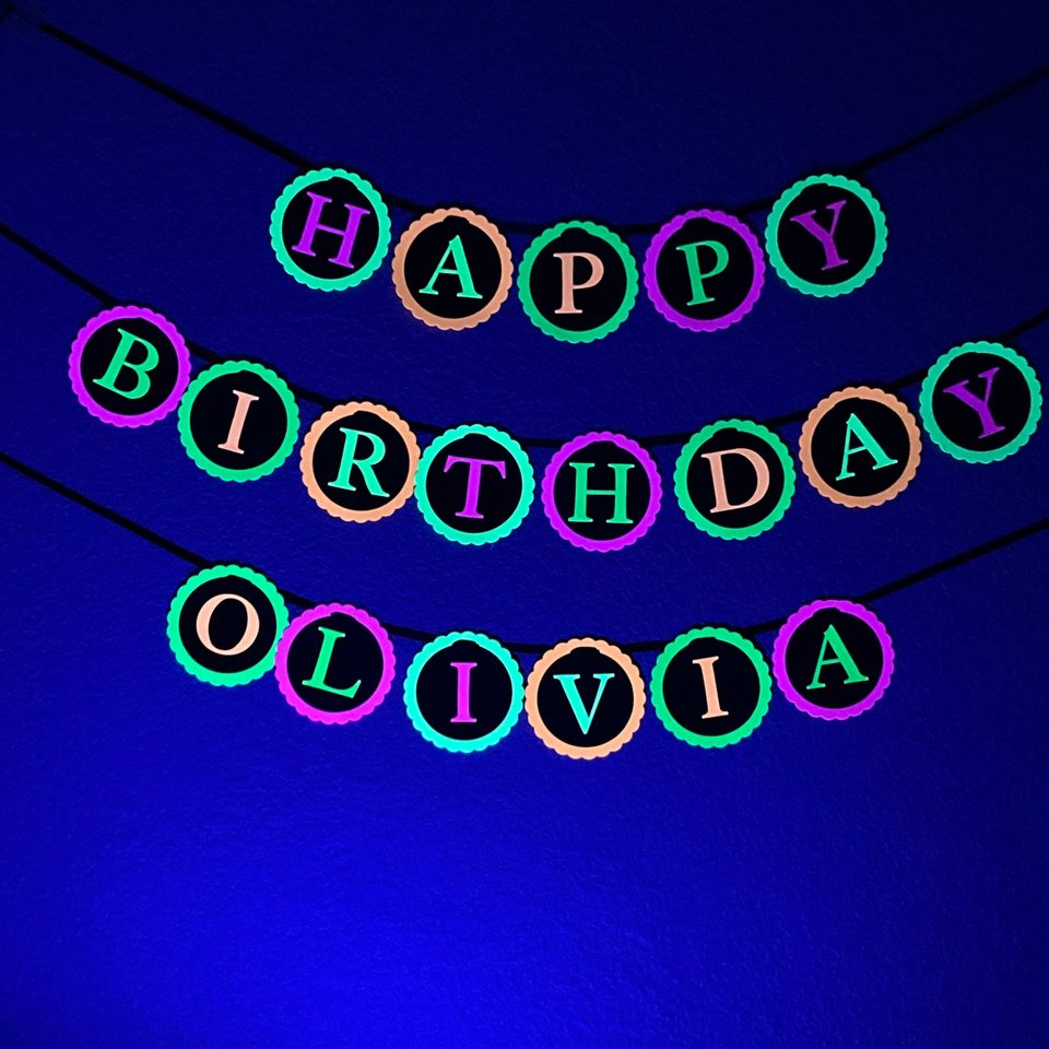 Glow Party Neon Black Light HAPPY BIRTHDAY banner