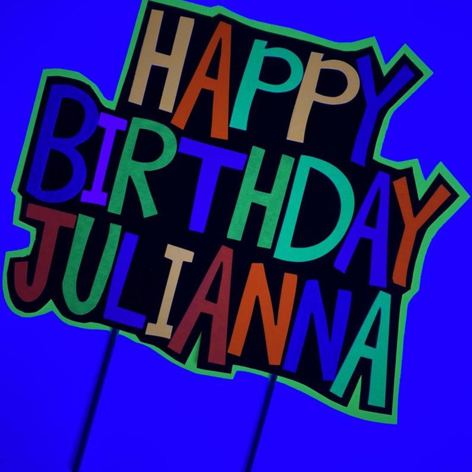 Glow Party Cake Topper, Neon Birthday Cake Topper, Personalized Cake Topper, UV Reflective Cake Decoration, Fluorescent Neon Cake Decor
