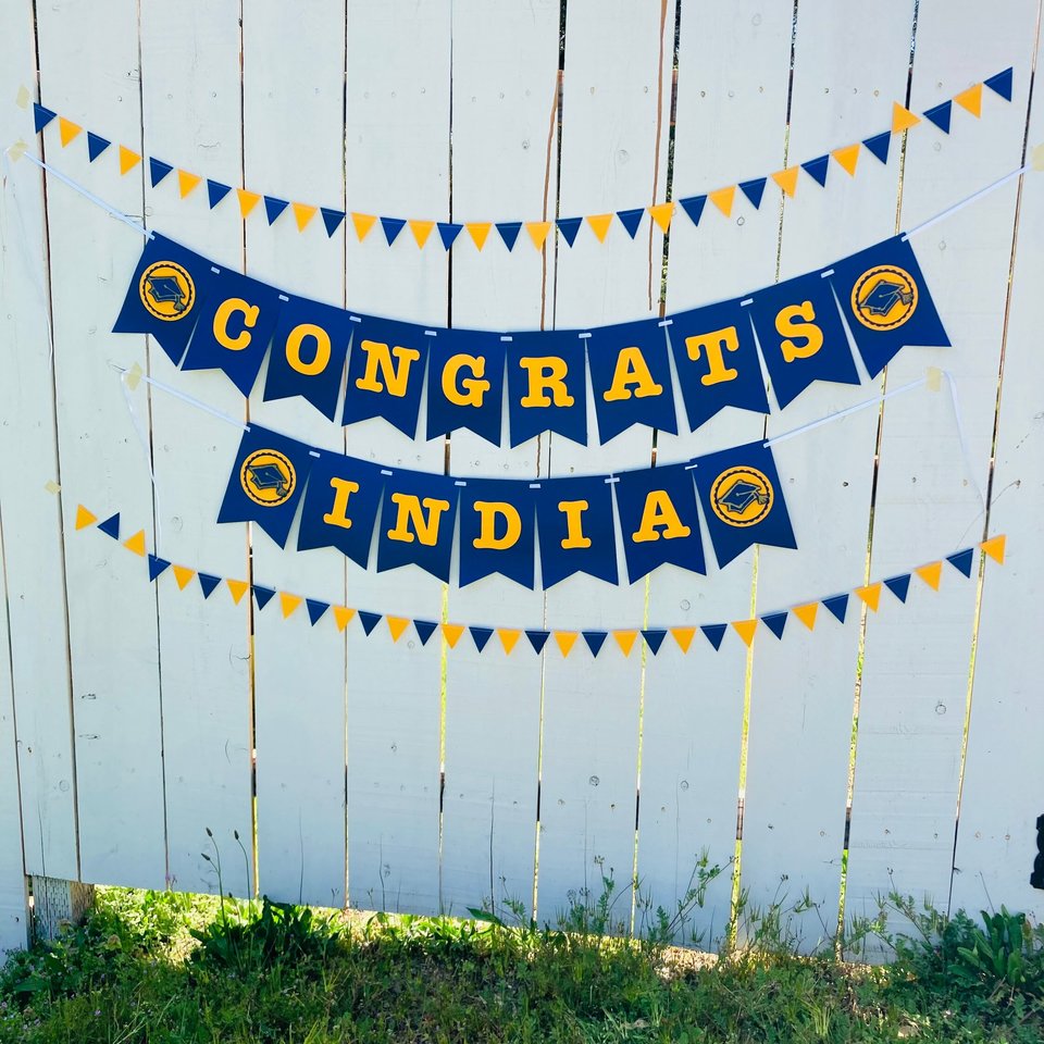 University of California Large Graduation Banner, CONGRATS Banner, Graduation Decor, UC Davis Grad, UC Berkeley Grad, Navy and Gold Decor