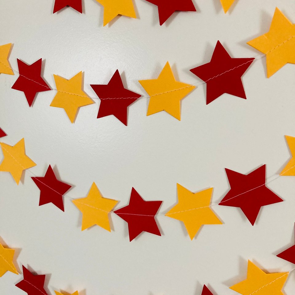 Star Graduation Paper Garland, Cardinal Red and Gold Star Bunting, Dorm Decor, Graduation Party Streamer, Southern California University