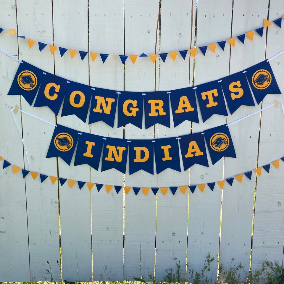 University of California Large Graduation Banner, CONGRATS Banner, Graduation Decor, UC Davis Grad, UC Berkeley Grad, Navy and Gold Decor