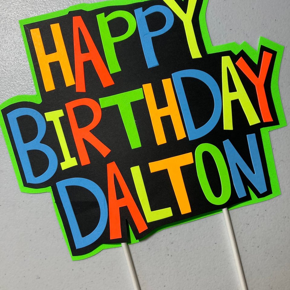 Boy Glow Party Cake Topper, Neon Birthday Cake Topper, Personalized Cake Topper, Glow in the Dark Cake Decor, Black Light Party Suplies