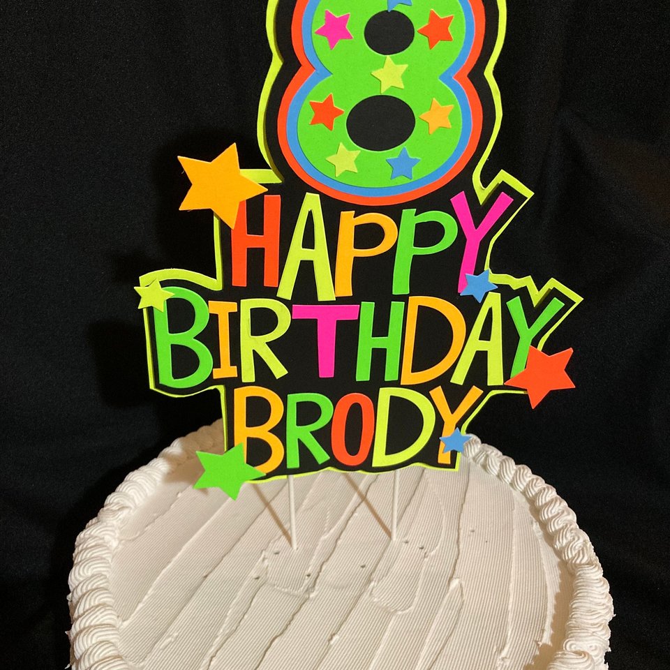 Personalized Topper, Glow Party Cake, Neon Birthday Cake Decor, Birthday Decoration, Glow in the Dark Supplies, Neon Party, Skate Party