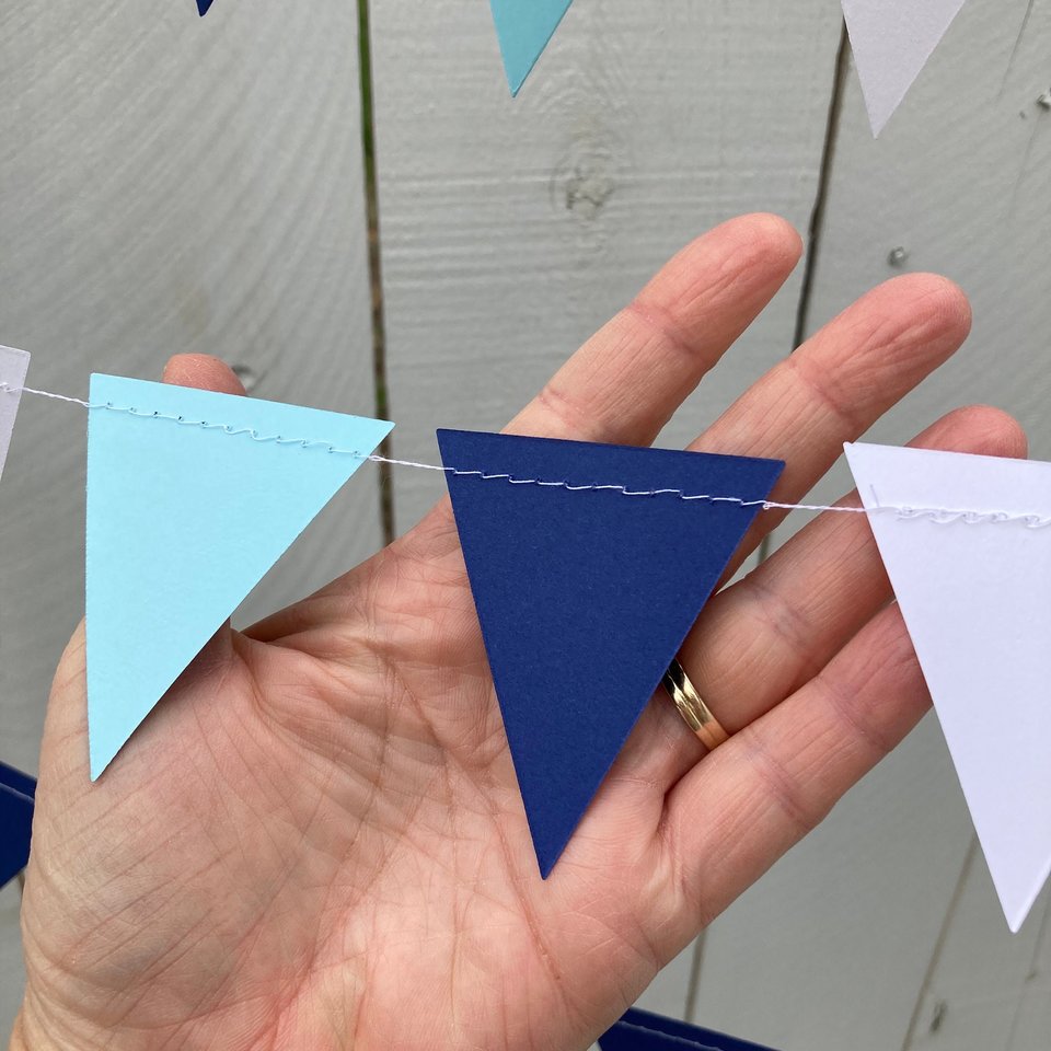 Boy Baby Shower Party Decoration, Navy and Light Blue Bunting, Baby Shower Garland, Paper Party Decor, Baby Sprinkle Food Table Backdrop