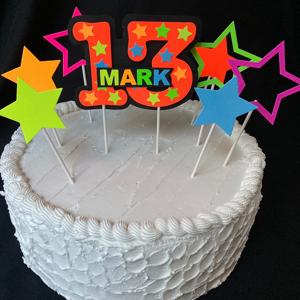 Neon Star Cake Decoration, Glow in the Dark Cake Topper, Glow Party Supply, Cupcake Decor, Black Light Party Supply, UV Reflective Stars