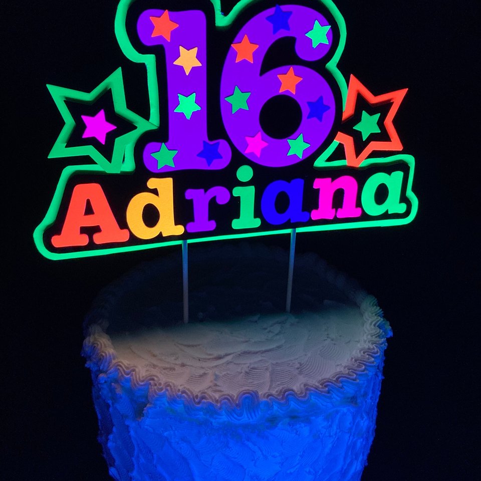 Glow Party Cake Topper, Neon Cake Topper, Birthday Cake Decor, Personalized Topper, Name Topper, Age Topper, Glow Party Decorations