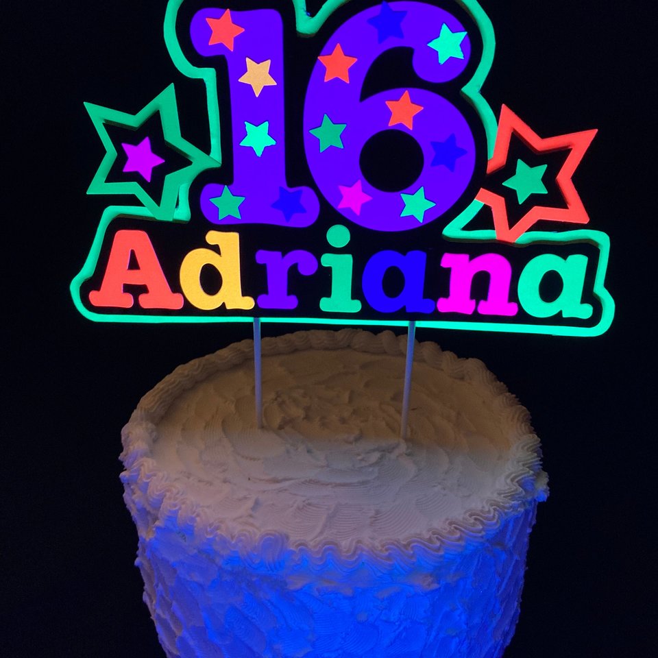 Glow Party Cake Topper, Neon Cake Topper, Birthday Cake Decor, Personalized Topper, Name Topper, Age Topper, Glow Party Decorations