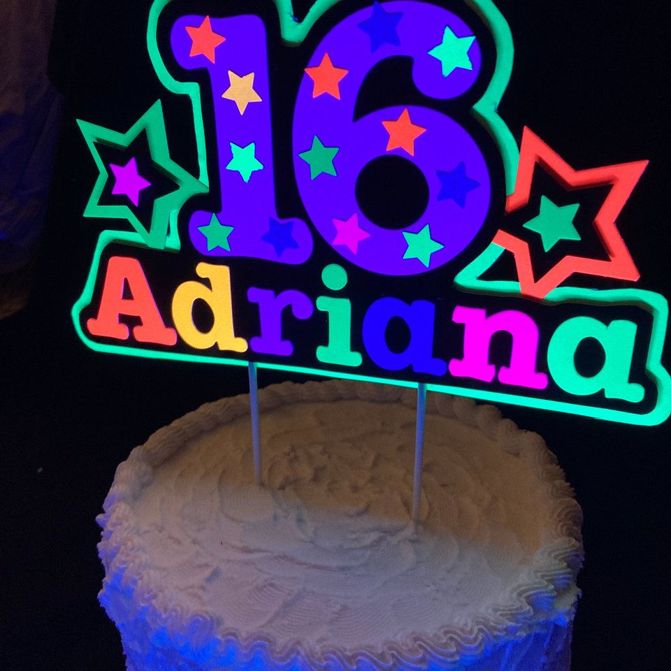 Glow Party Cake Topper, Neon Cake Topper, Birthday Cake Decor, Personalized Topper, Name Topper, Age Topper, Glow Party Decorations