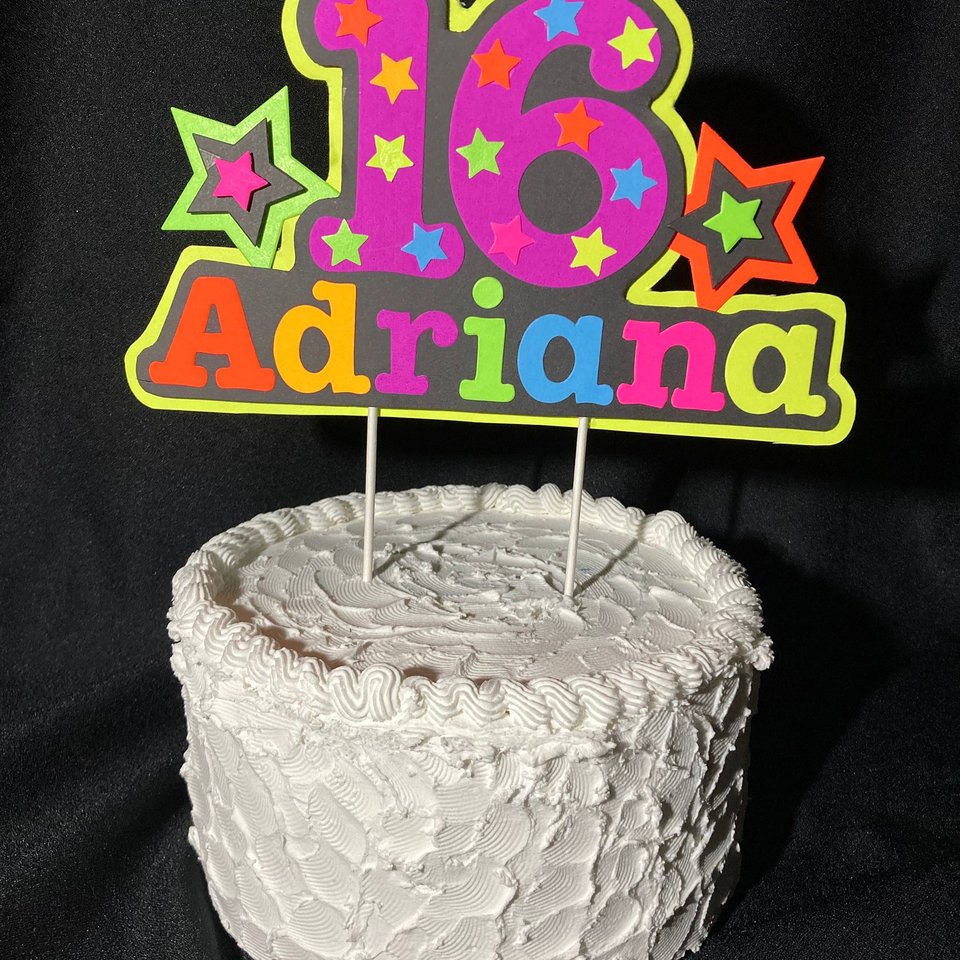 Glow Party Cake Topper, Neon Cake Topper, Birthday Cake Decor, Personalized Topper, Name Topper, Age Topper, Glow Party Decorations