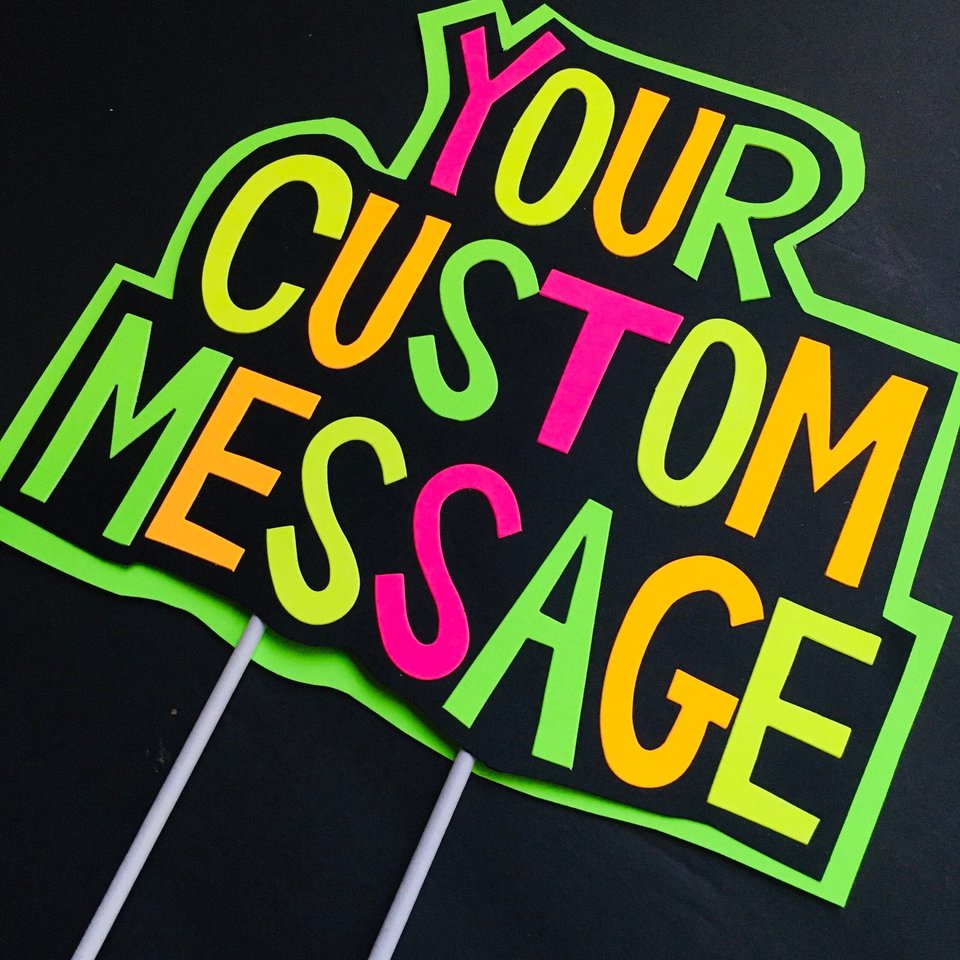Glow Party Cake Topper, Neon Birthday Cake Topper, Personalized Cake Topper, UV Reflective Cake Decoration, Fluorescent Neon Cake Decor
