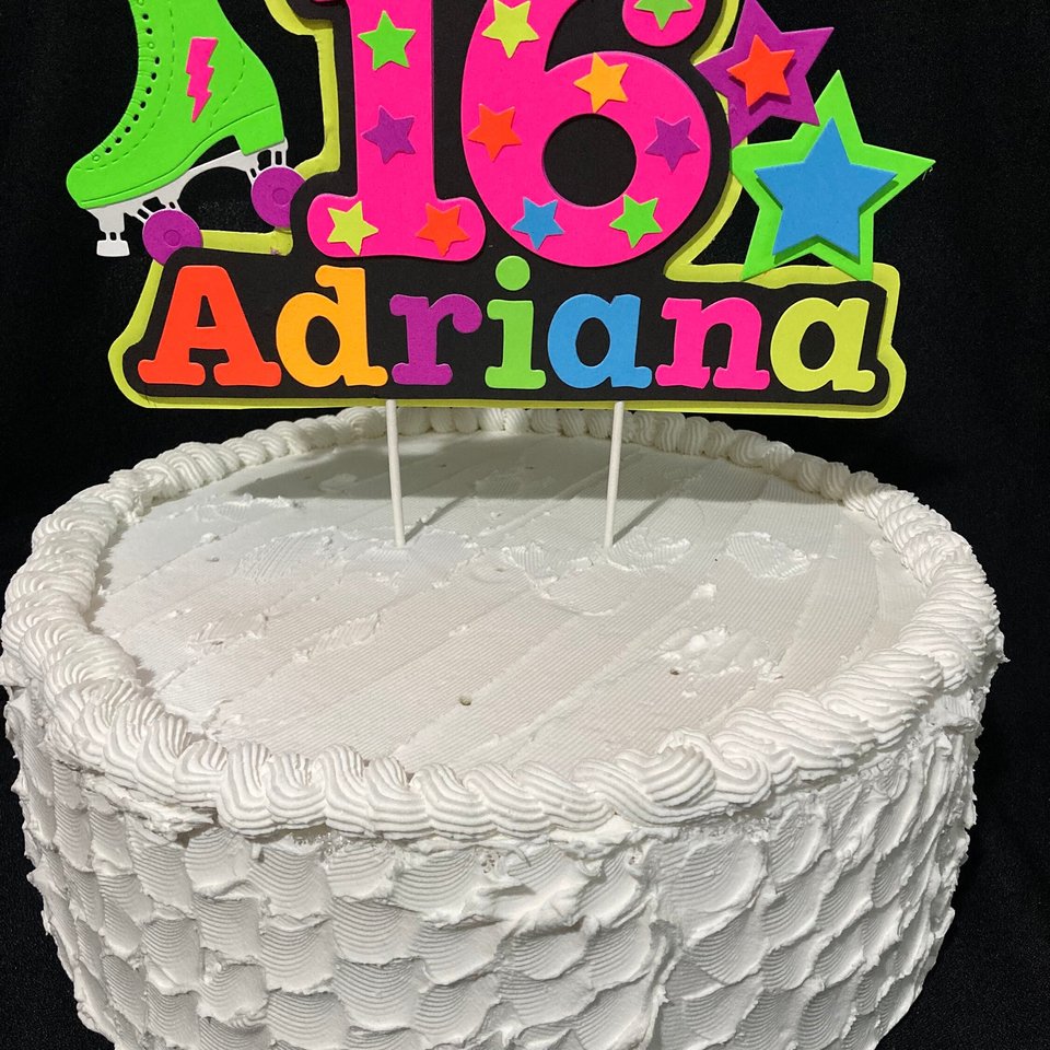 Roller Skate Birthday Party Cake Topper, Neon Cake Decoration, Skate Glow Party Birthday Decor, Personalized Name Age Topper, Child Birthday