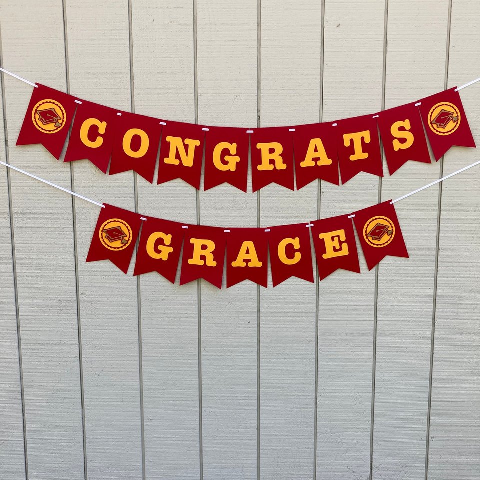 University of Southern California Large Graduation Banner, CONGRATS Banner, Graduation Decor, Cardinal Red and Gold Graduation Party Decor