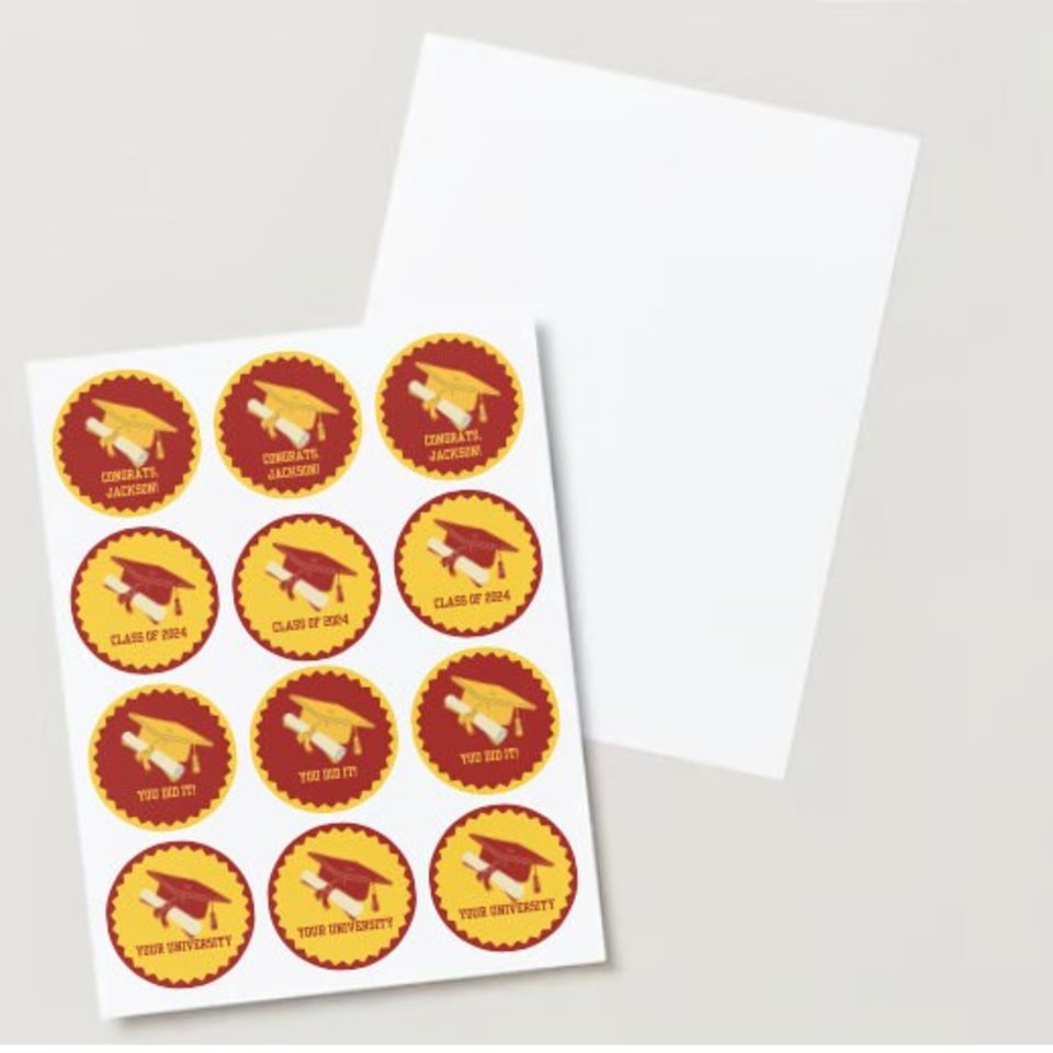 University of Southern California Editable Graduation Cupcake Toppers, Cardinal Red and Yellow, DIY Grad Toppers, Personalized Grad Party