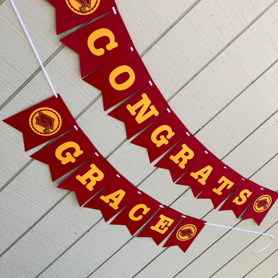 University of Southern California Large Graduation Banner, CONGRATS Banner, Graduation Decor, Cardinal Red and Gold Graduation Party Decor